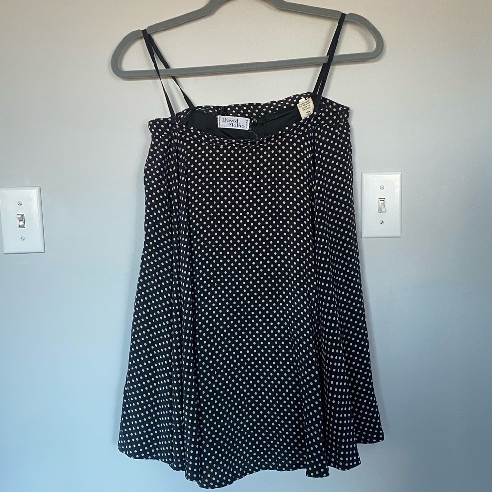 Vintage DAVID MOLHO Polka Dot Silk Skirt
